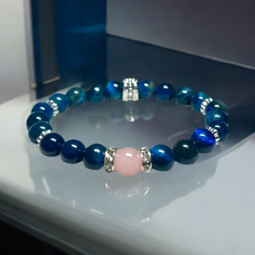 Blue Tigers Eye & Rose Quartz