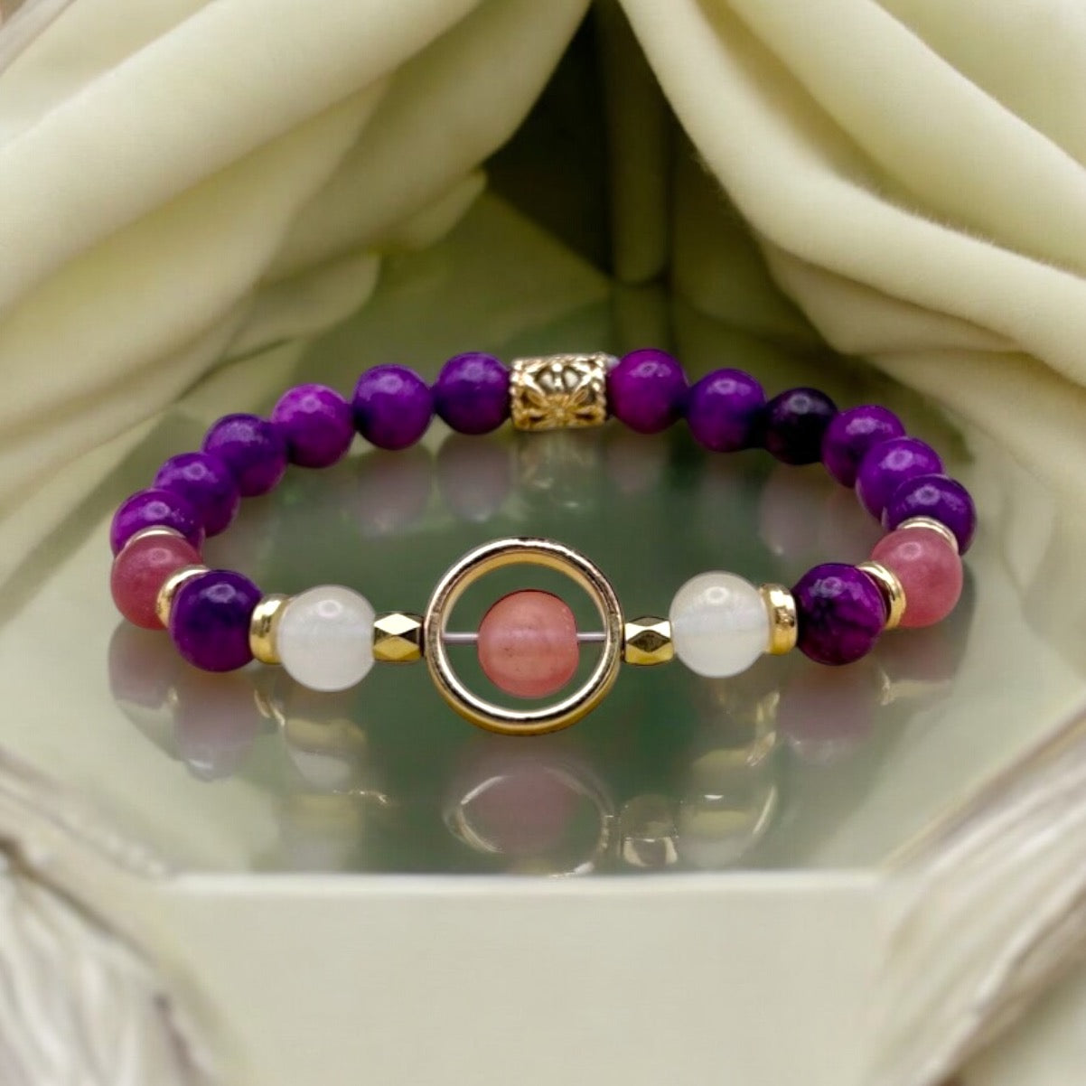 Chic Gold Frame Gemstone