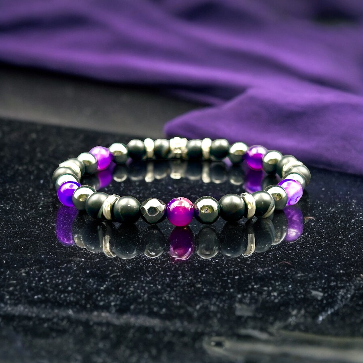 Minimalist Purple Agate and Black Hematite