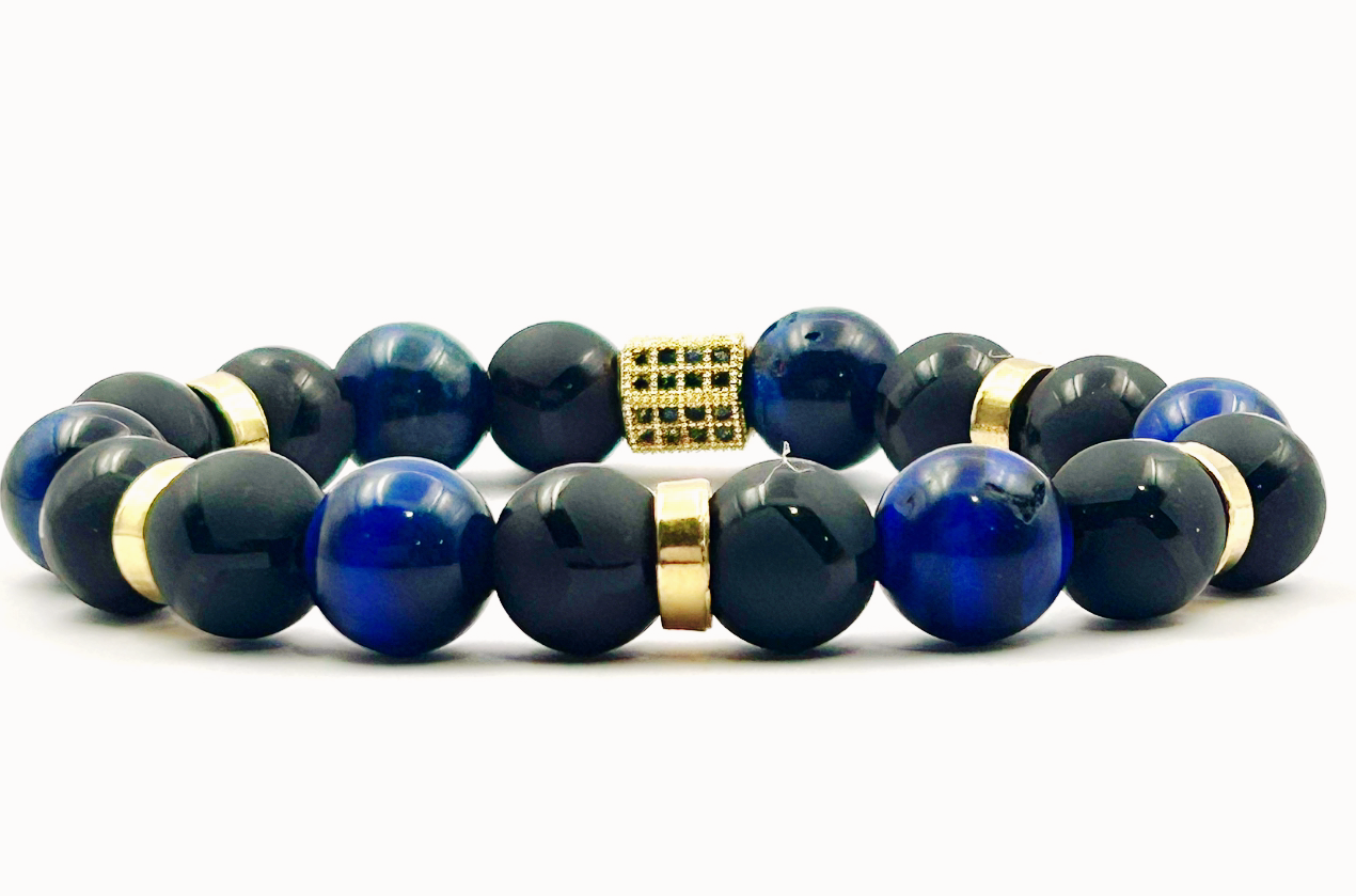 Luxury Blue Tigers Eye & Black Onyx