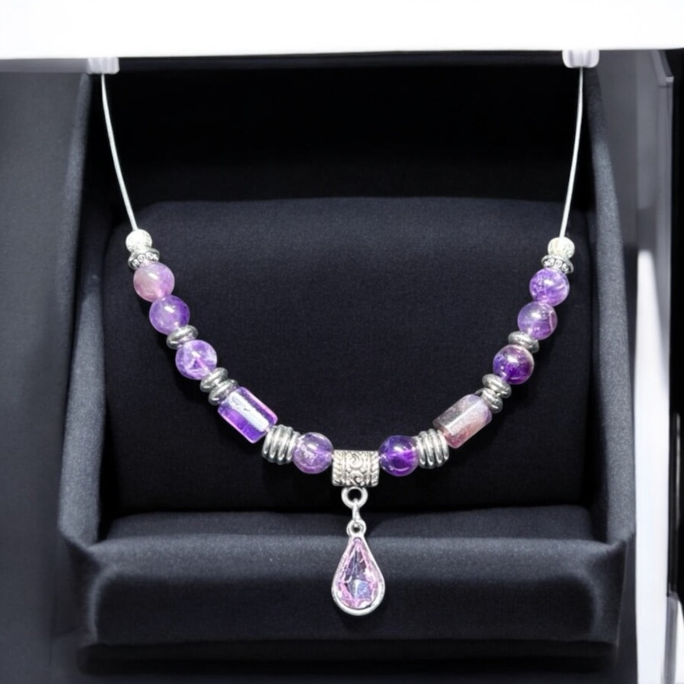 Contemporary Amethyst Teardrop Necklace