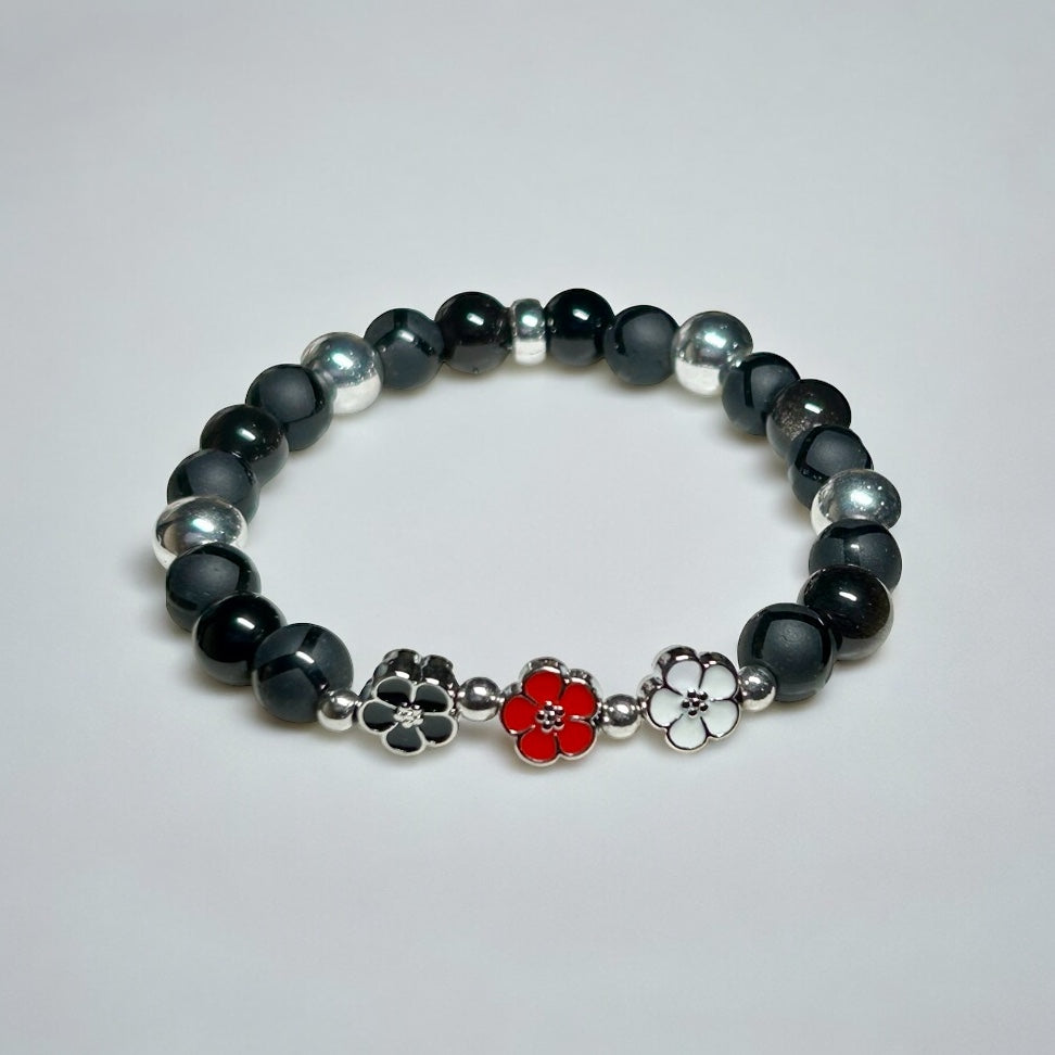 Floral Elegance Onyx Bracelet