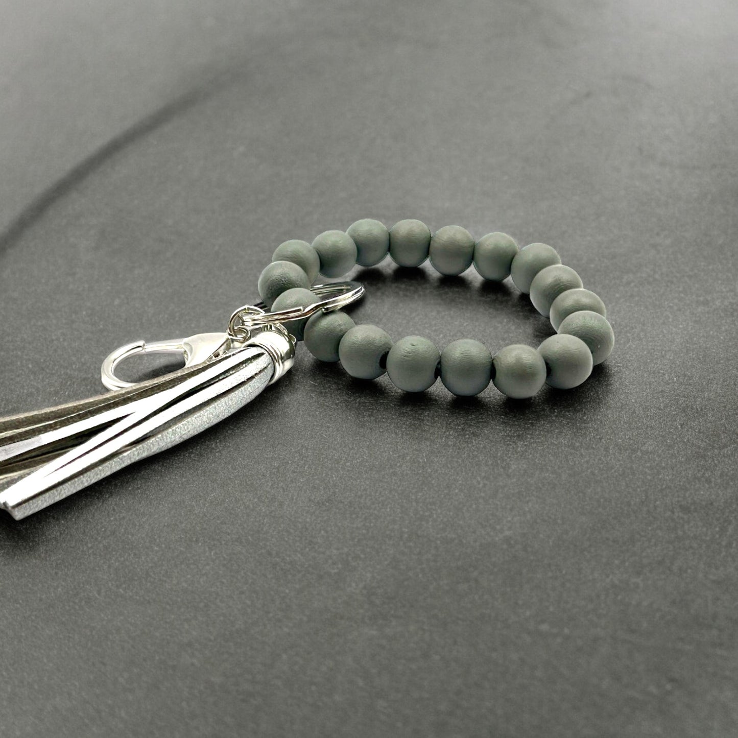 Silver Wood Keychain Bracelet