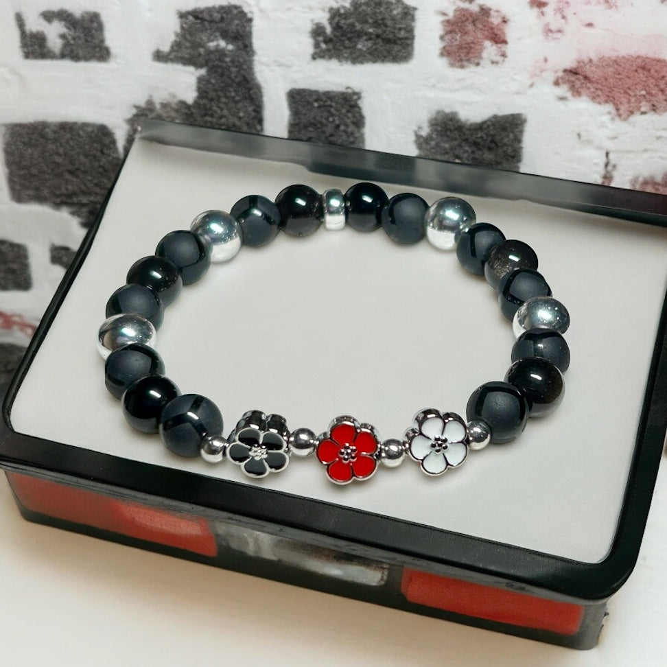 Floral Elegance Onyx Bracelet