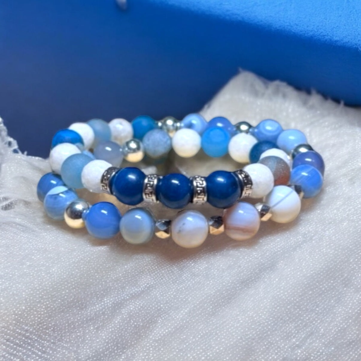 Gemstone and Silver Hematite Wrap Bracelet