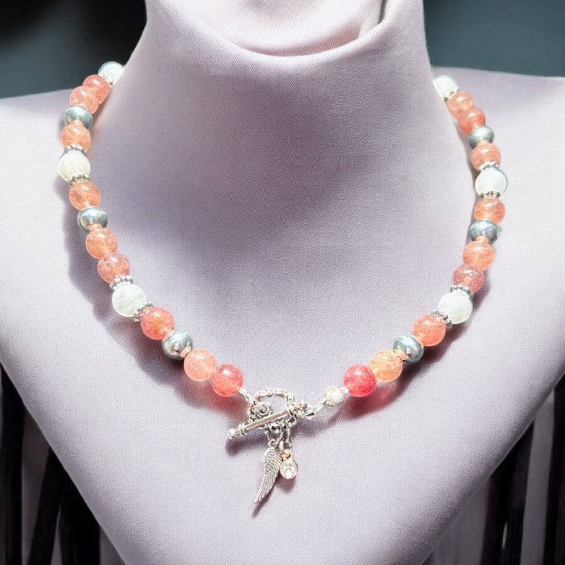 Strawberry Quartz & Moonstone Necklace