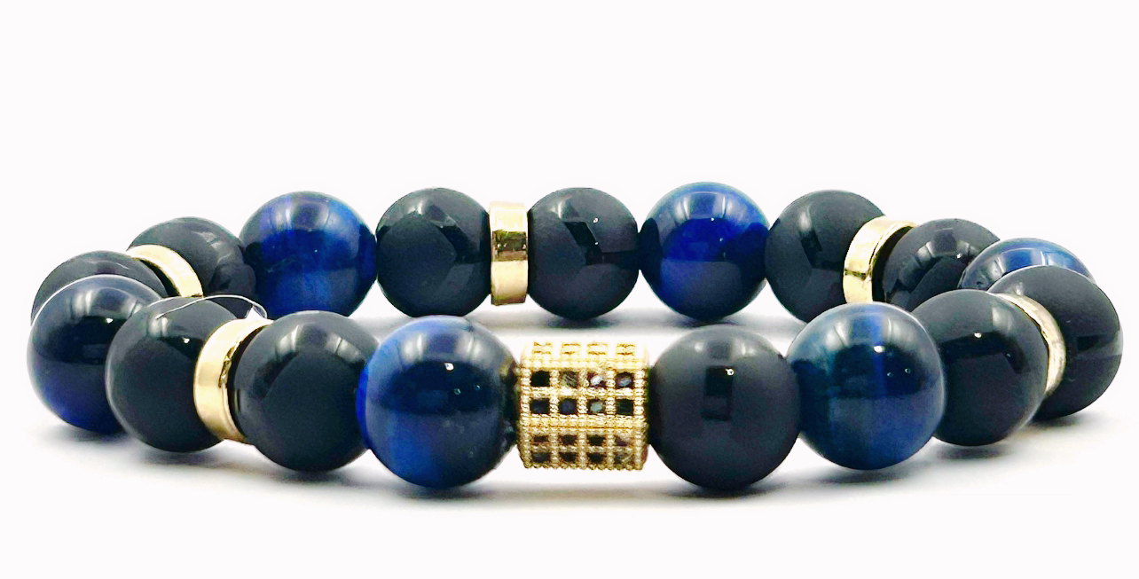 Luxury Blue Tigers Eye & Black Onyx