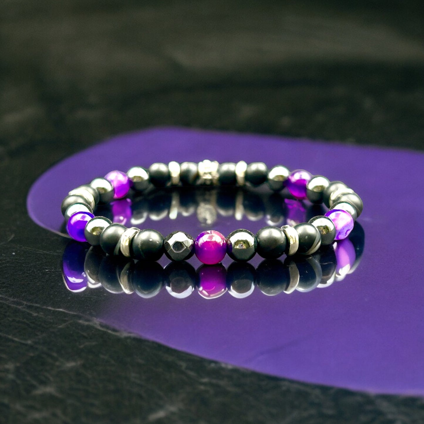 Minimalist Purple Agate and Black Hematite