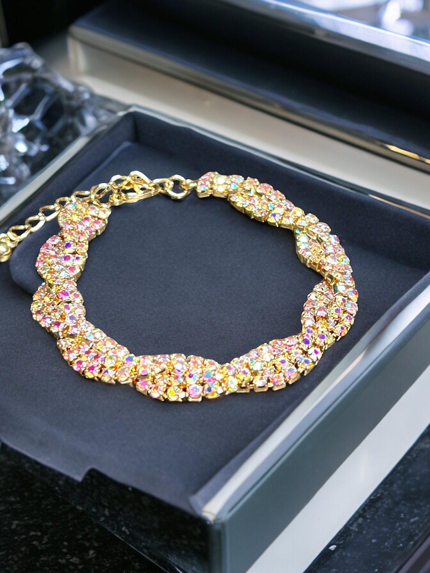 Gold and Colorful Rhinestones