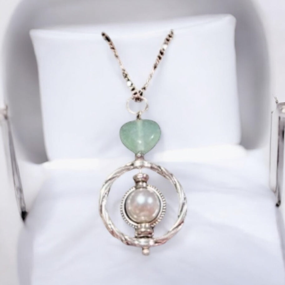 Gemstone Heart & Framed Pearl