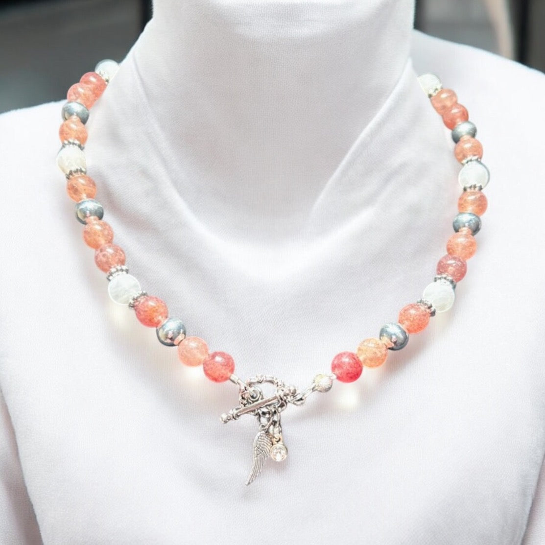 Strawberry Quartz & Moonstone Necklace