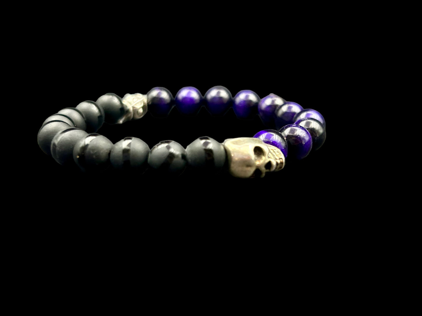 Skull Black Onyx and Purple Tigers Eye