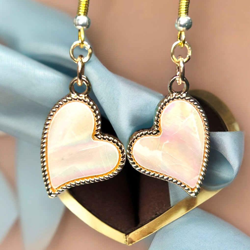 Mother of Pearl Heart Earrings