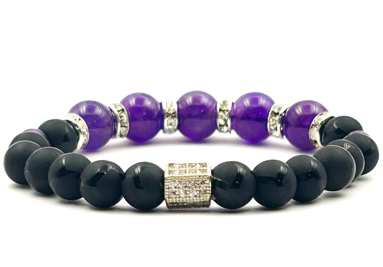 Luxury Silver Amethyst and Black Onyx
