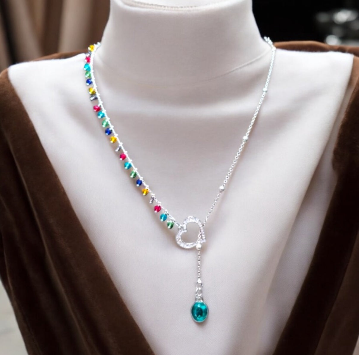 Asymmetrical Blue Topaz Necklace