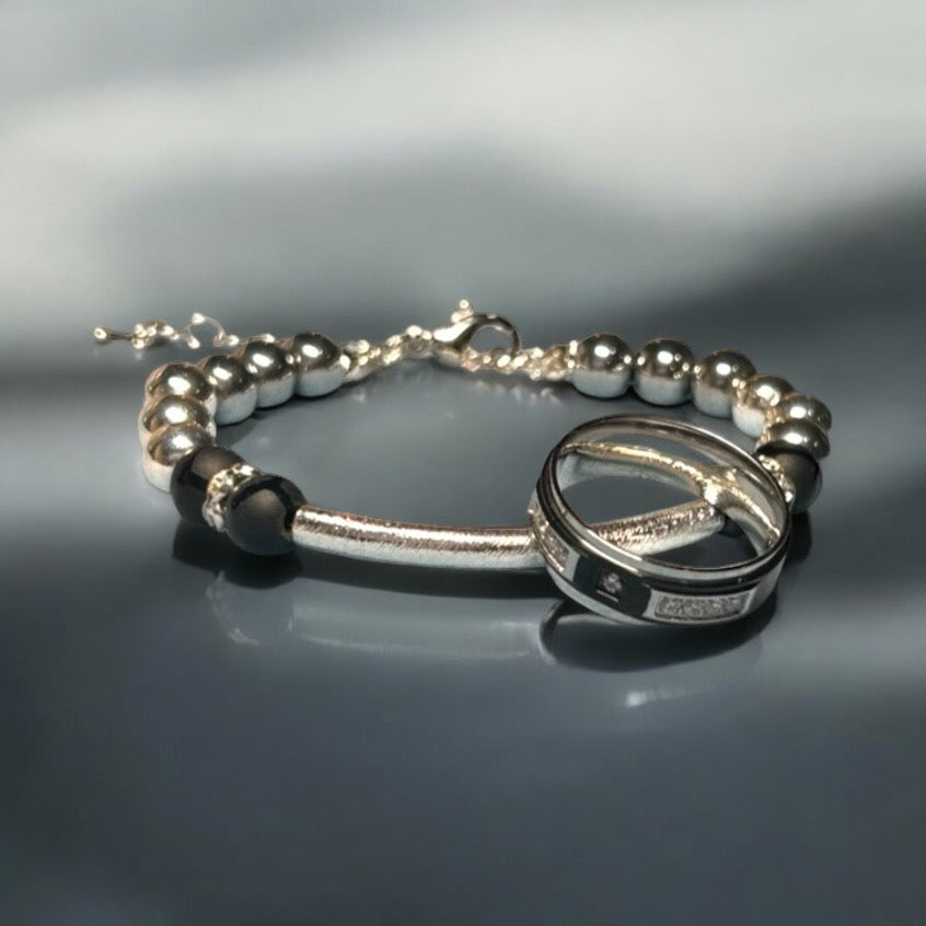 Men’s Dual Onyx & Silver Ring