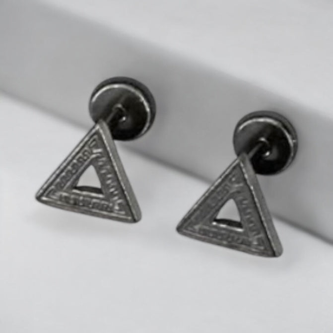 Men’s Black Stainless Steel Triangles