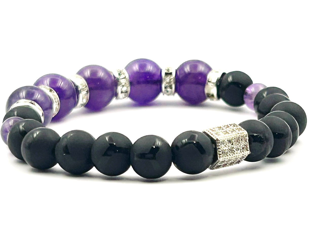 Luxury Silver Amethyst and Black Onyx