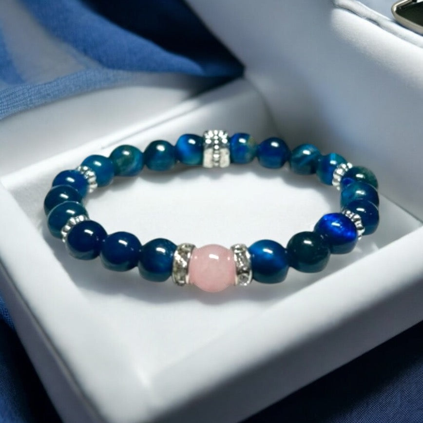 Blue Tigers Eye & Rose Quartz