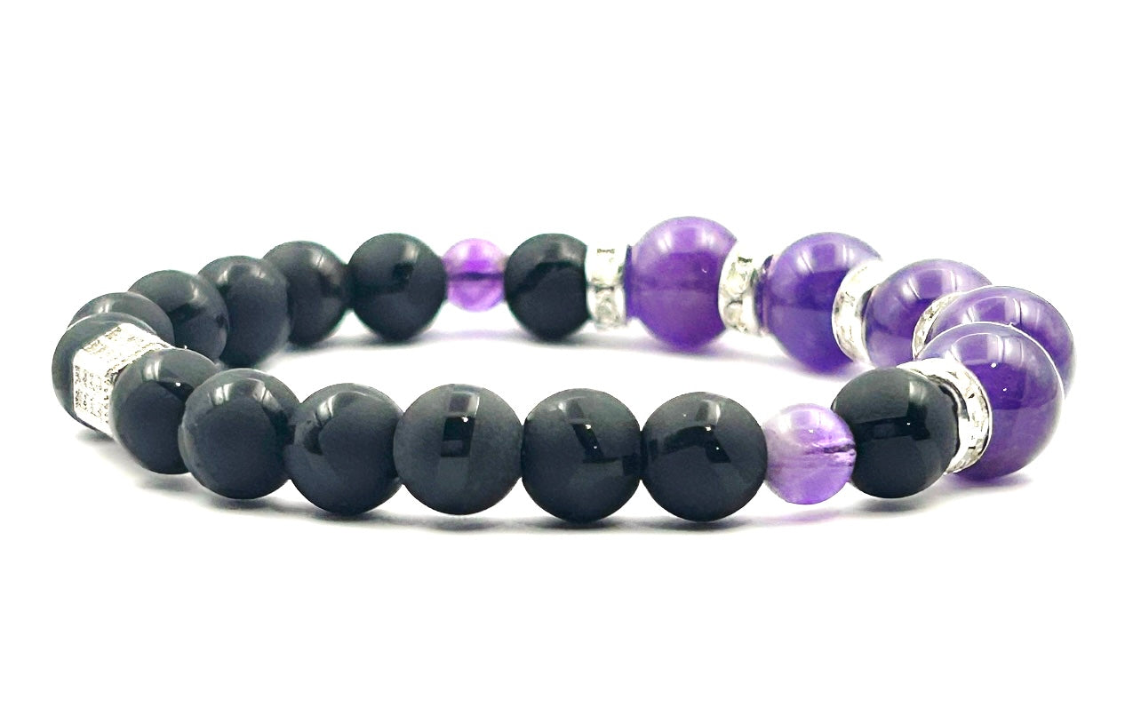 Luxury Silver Amethyst and Black Onyx