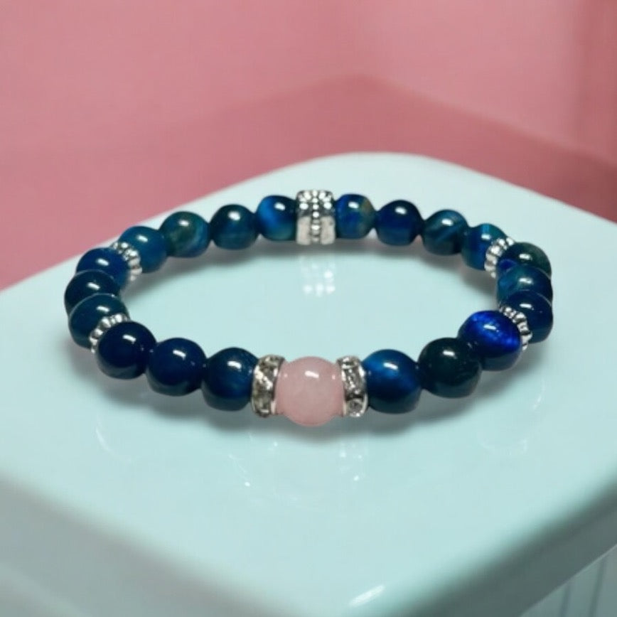 Blue Tigers Eye & Rose Quartz