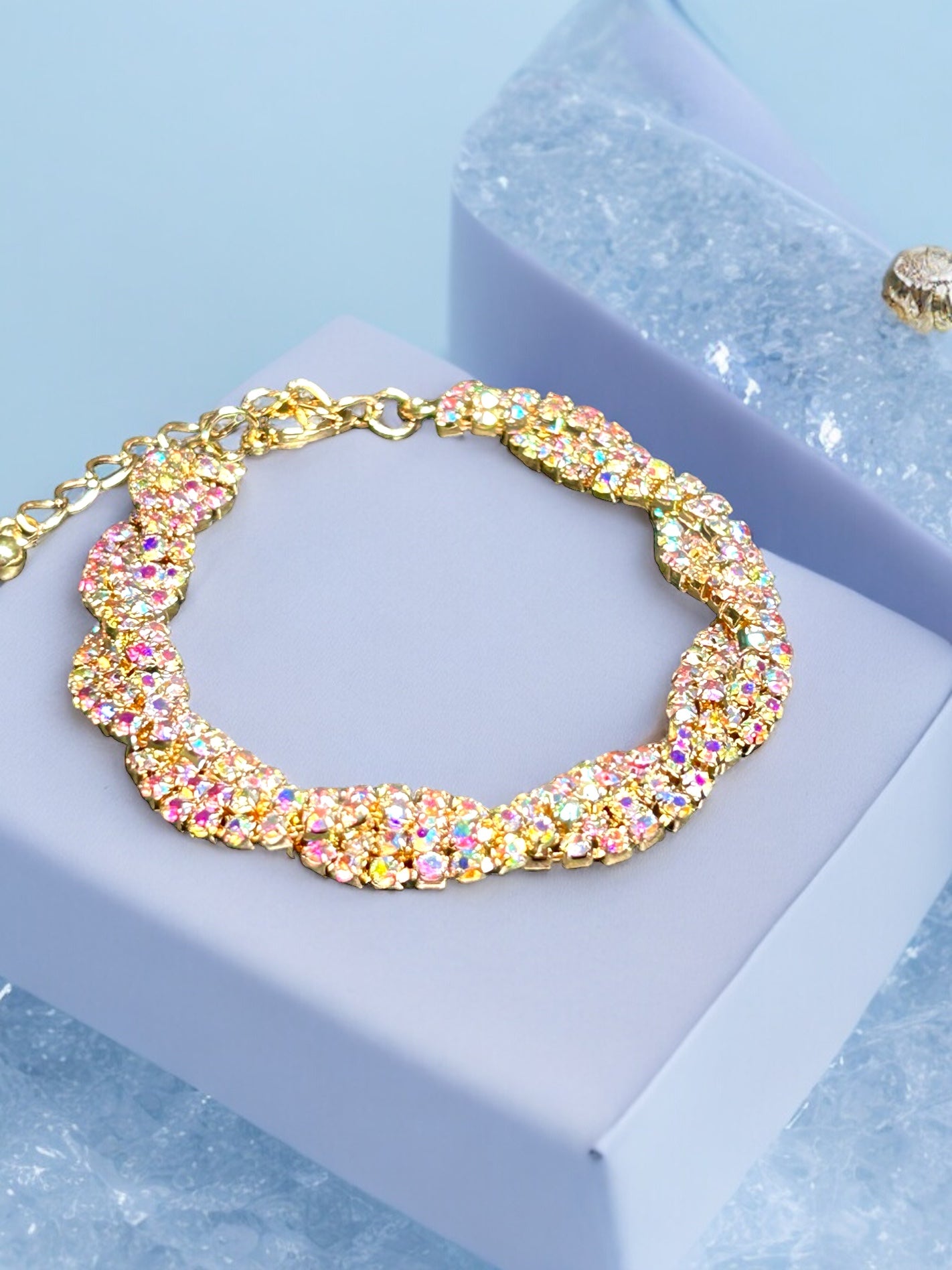 Gold and Colorful Rhinestones