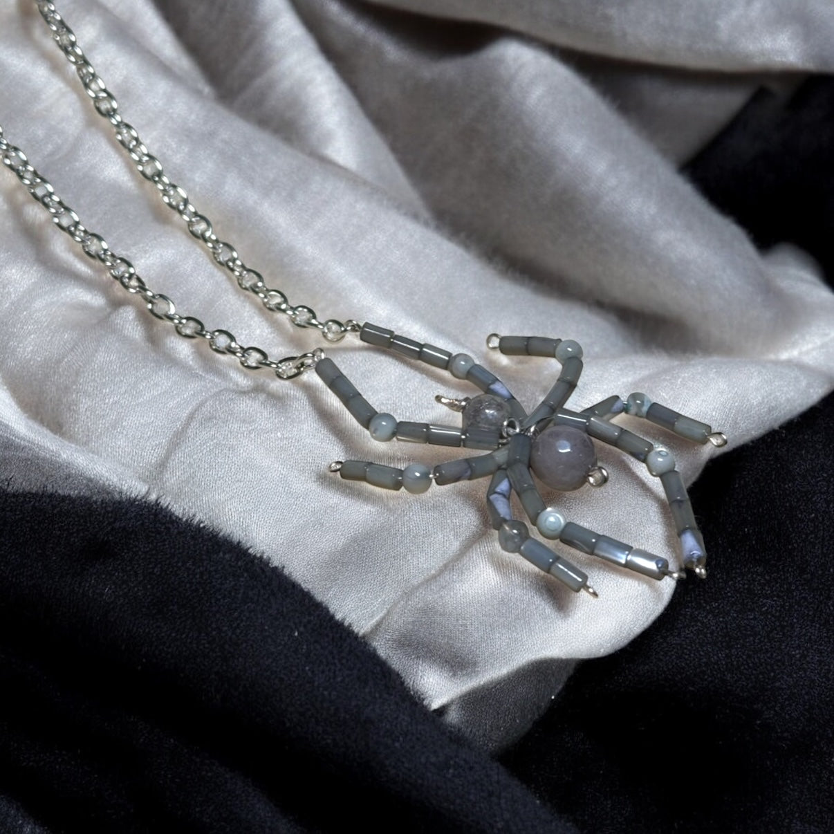 Semi-Precious Stone Spider Pendants