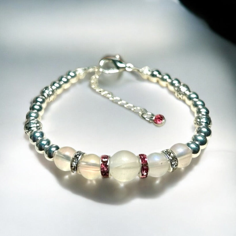 October Silver and Opal Bracelet