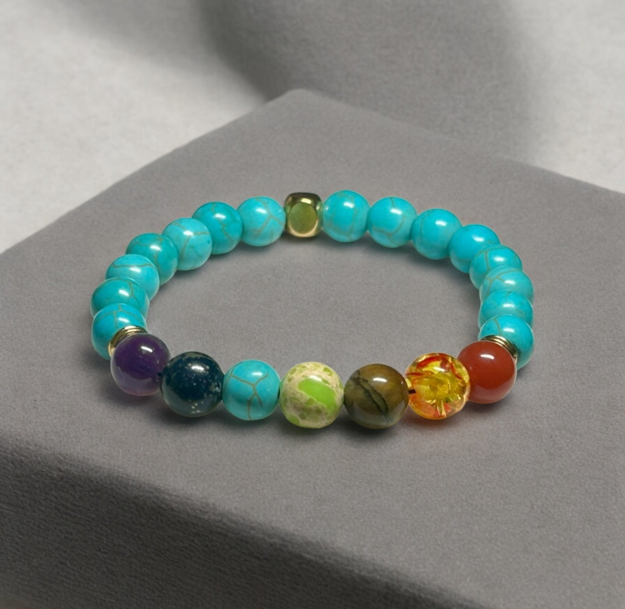 7 Stone Turquoise Chakra Bracelet