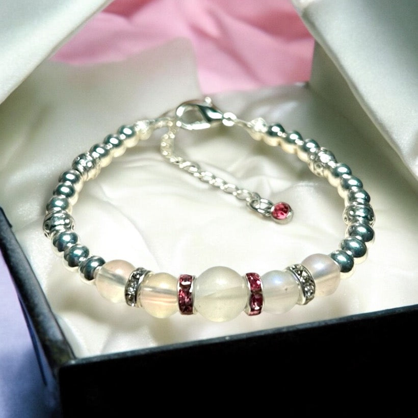 October Silver and Opal Bracelet