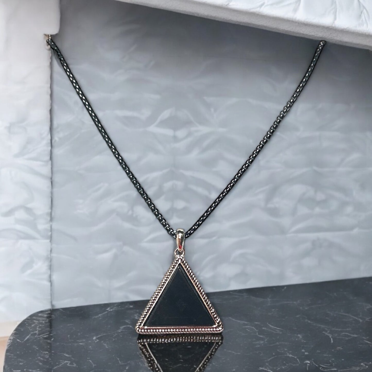 Black Onyx Triangle Pendant