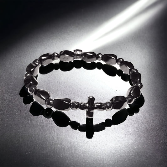 Black Hematite with Antique Cross
