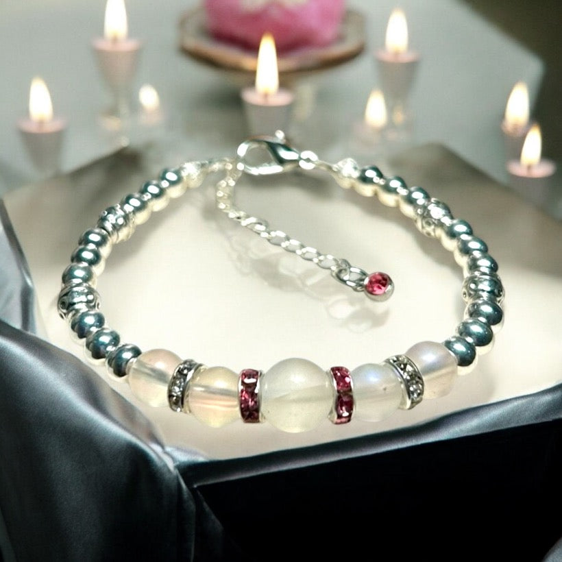 October Silver and Opal Bracelet