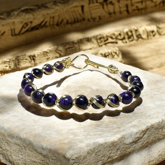 Egyptian Style Purple Tigers Eye Bracelet