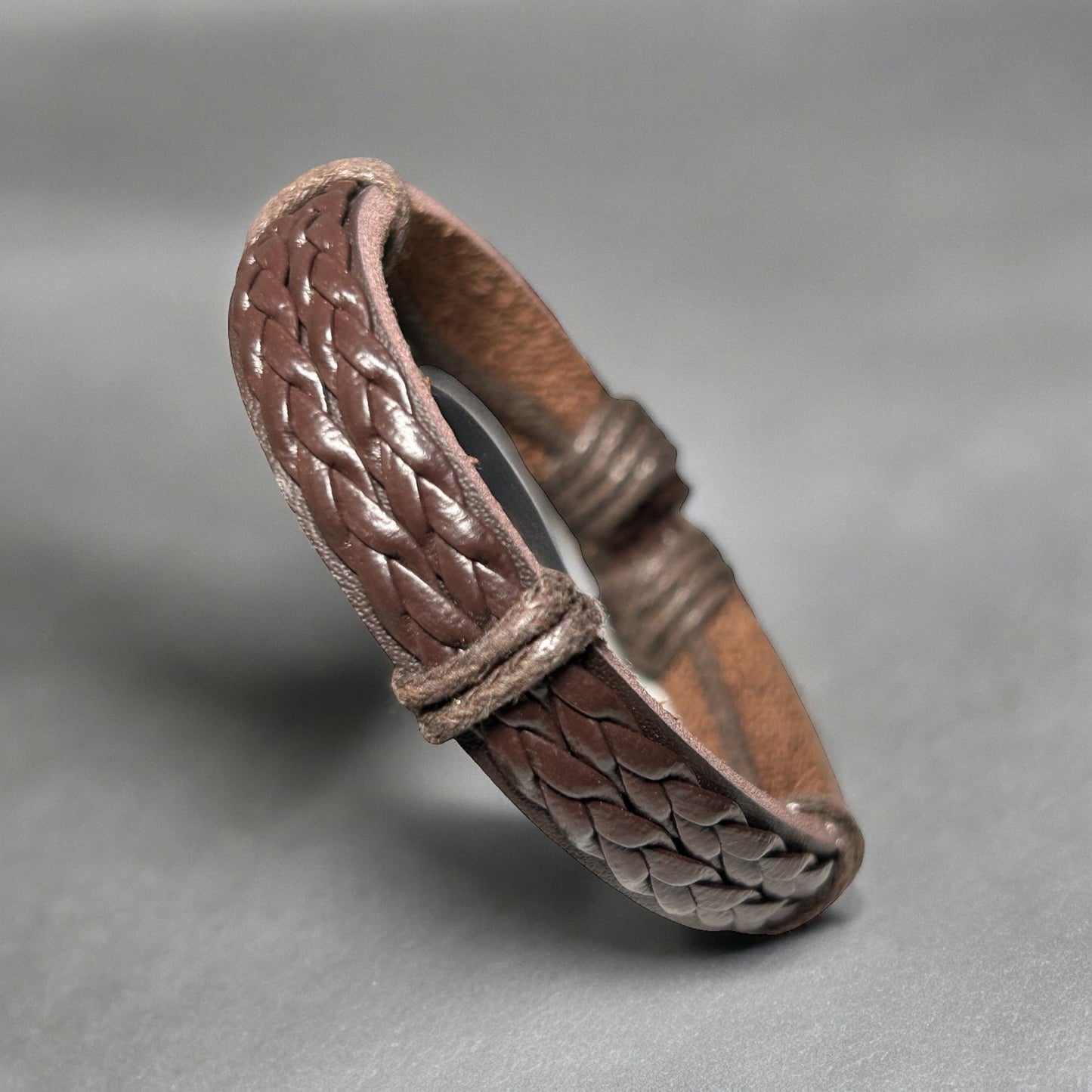 Brown Braided Adjustable Leather