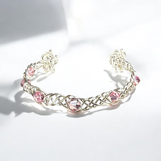 Celtic Bangle with Pink Crystals