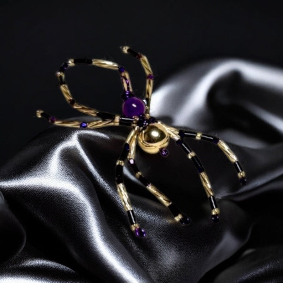 Semi-Precious Stone Spider Pendants