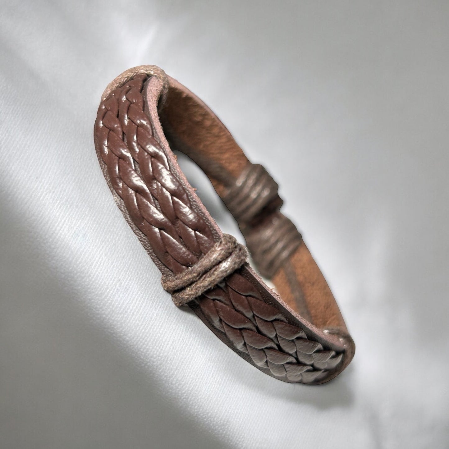 Brown Braided Adjustable Leather