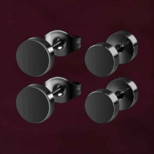 Men’s Black Stainless Steel Earrings