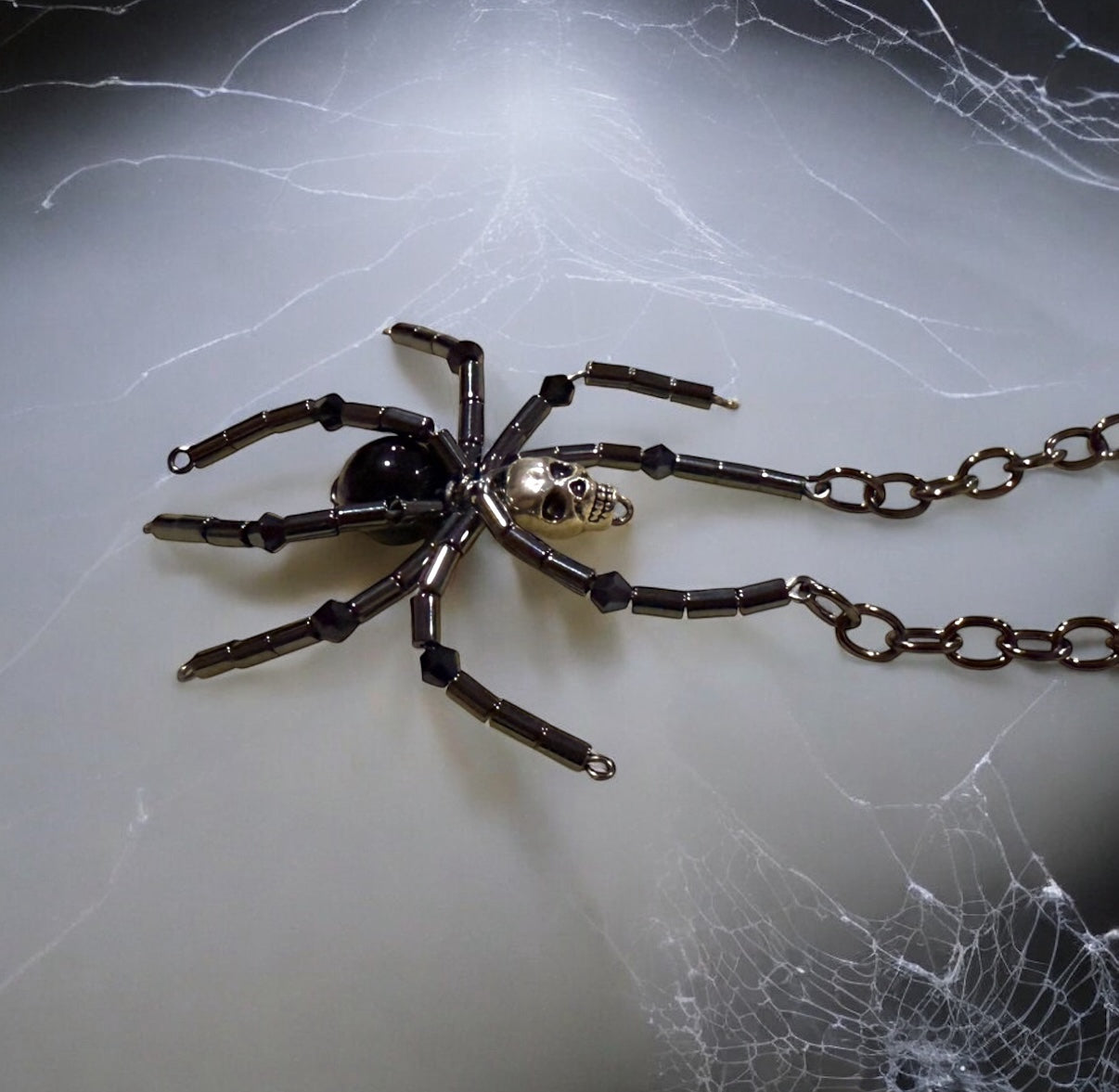 Semi-Precious Stone Spider Pendants