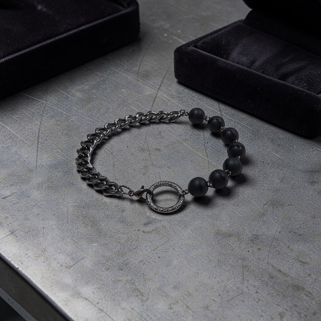 Gunmetal and Black Onyx Men’s Bracelet