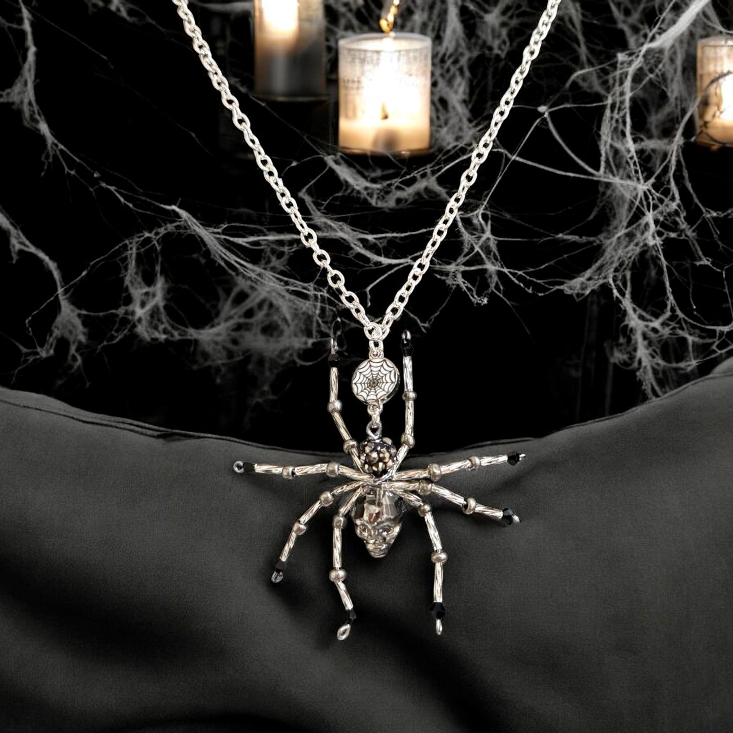 Semi-Precious Stone Spider Pendants