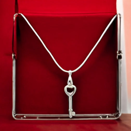 Heart & Key Sterling Silver