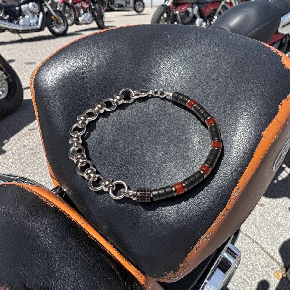 Daring Black and Orange + Chain Bracelet