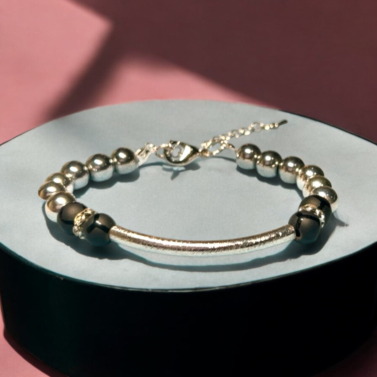 Modern Adjustable Silver Bar Bracelet
