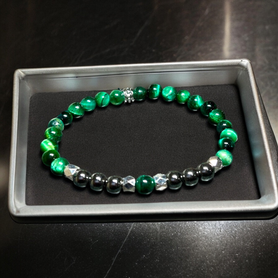 Green Tigers Eye & Hematite