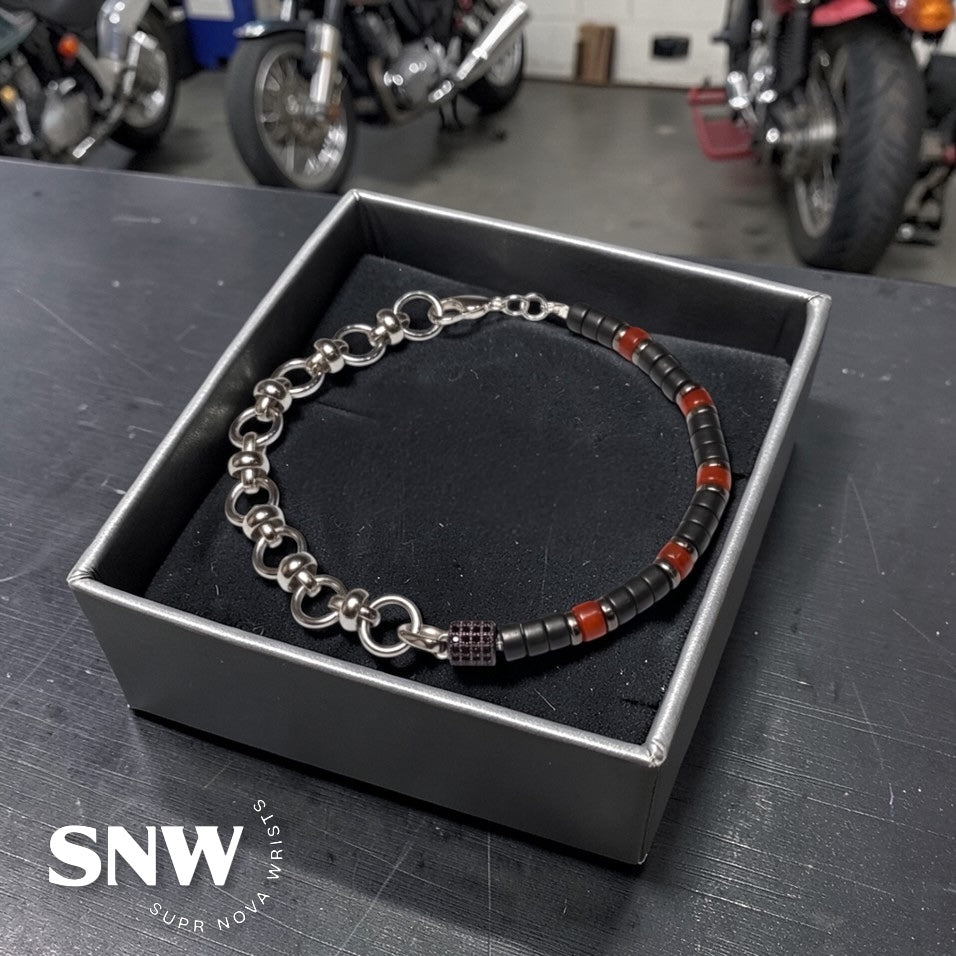 Daring Black and Orange + Chain Bracelet