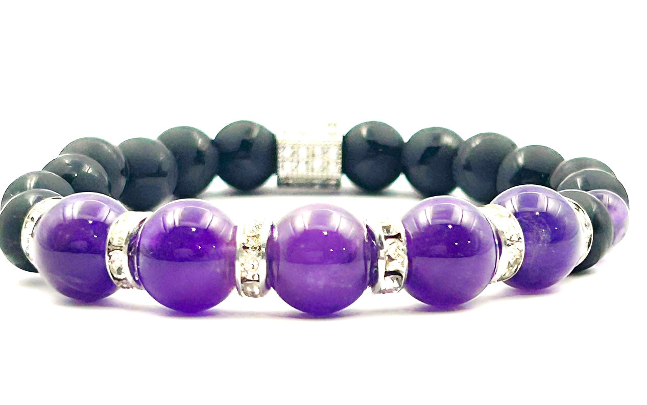 Luxury Silver Amethyst and Black Onyx