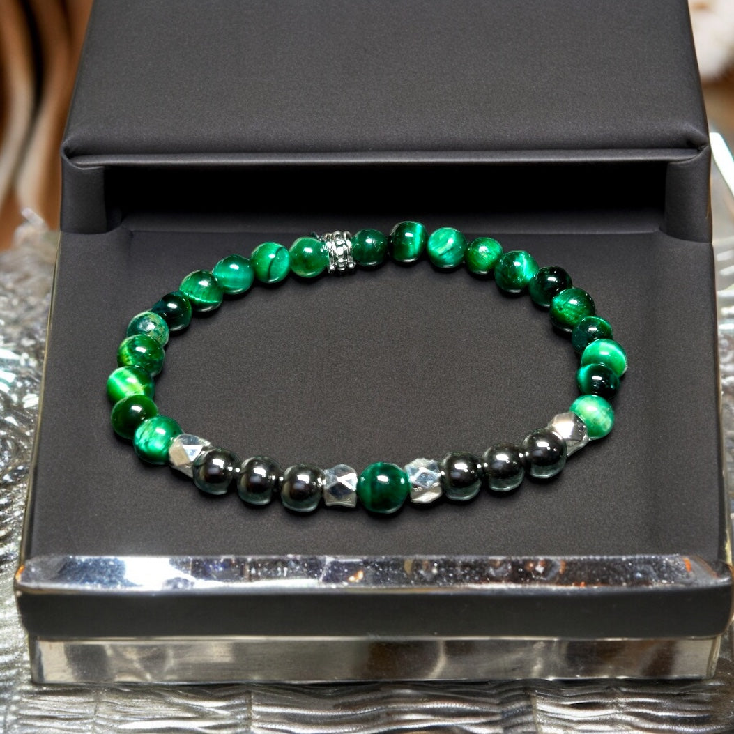 Green Tigers Eye & Hematite