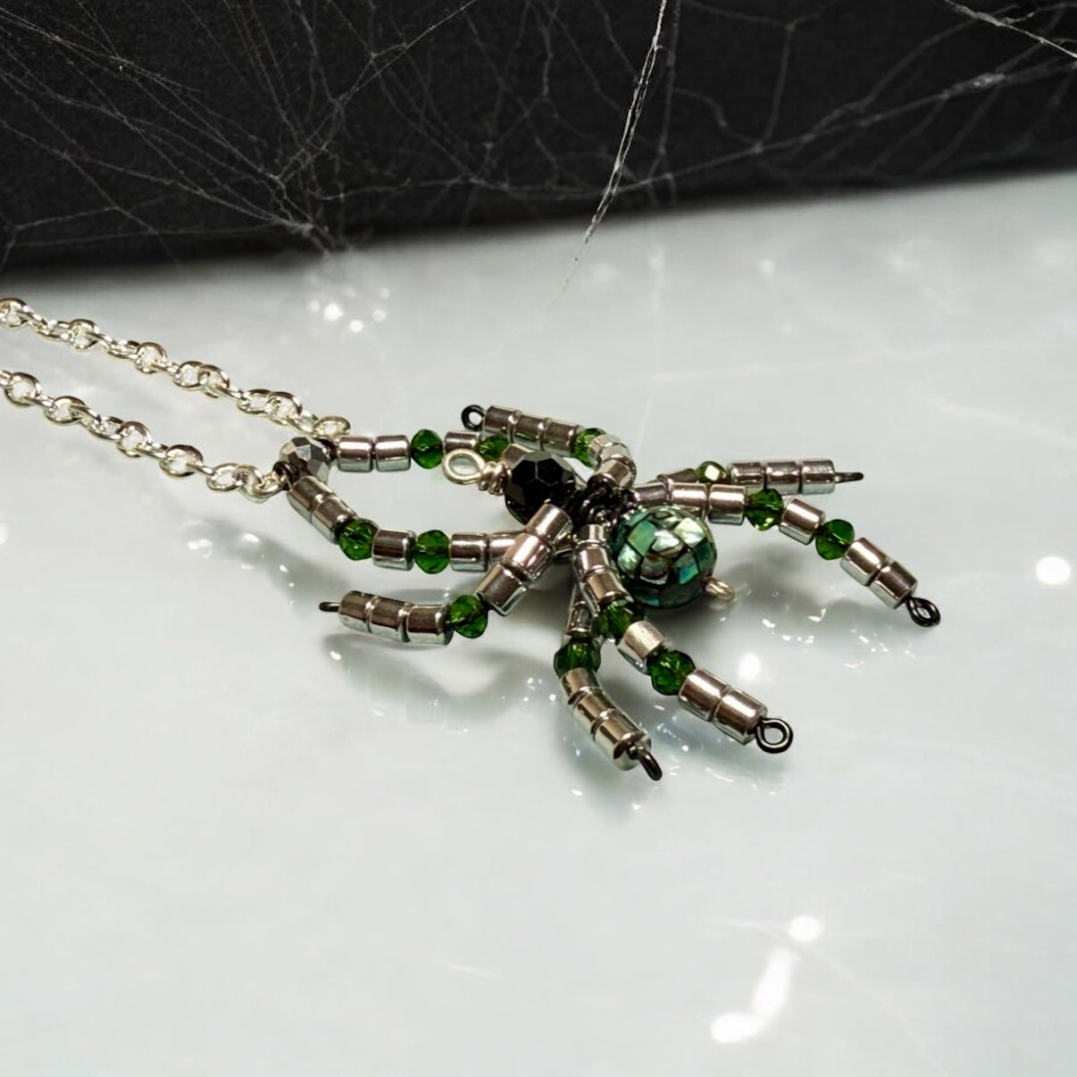Semi-Precious Stone Spider Pendants